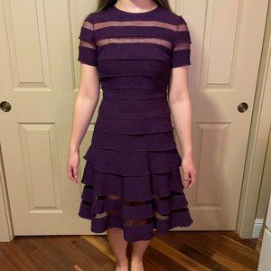 Tadashi Shoji Plum Tiered A-line Dress